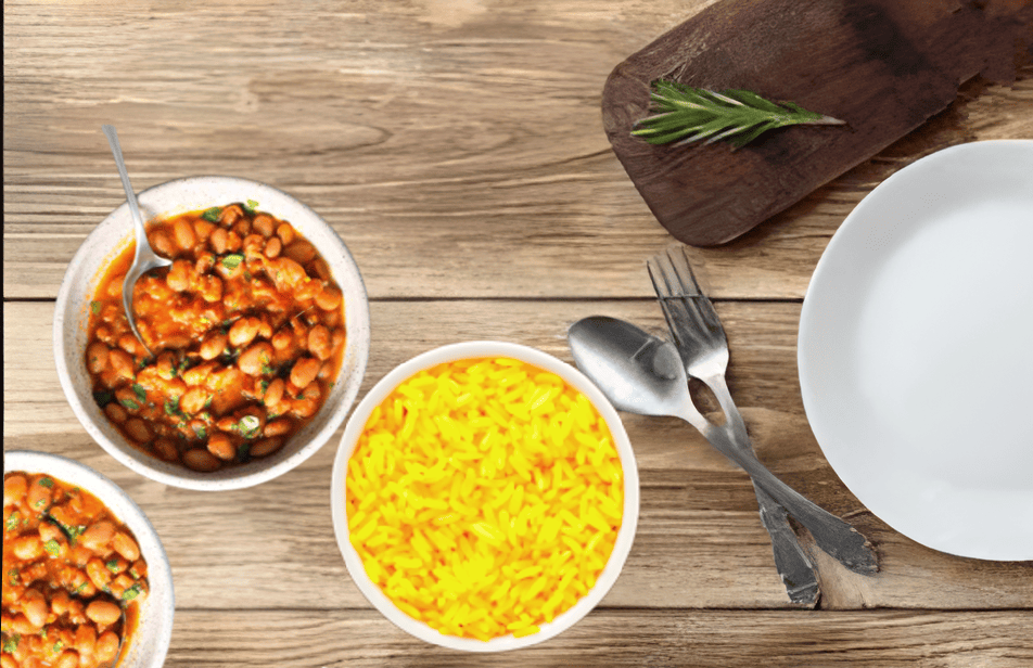 grilled chicken plate with rice and beans. grilled-chicken-plate